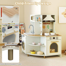 Load image into Gallery viewer, Wooden Corner Kitchen Playset with Working Faucet and Realist Sounds