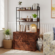 Load image into Gallery viewer, Modern Cat Litter Box Enclosure Cabinet with 3-Tier Shelves Metal Frame