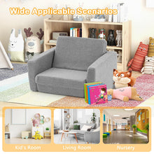 Load image into Gallery viewer, 2 in 1 Kids Sofa Chair, Upholstered Children Fold out Couch with Washable Sofa Cover