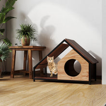 Load image into Gallery viewer, Wooden Cat House for Indoor Cats Kitty Condo Furniture with Porch