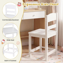 Load image into Gallery viewer, Kids Study Desk and Chair Set with Open Shelves and Cork Bulletin Board