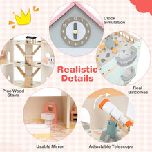 Load image into Gallery viewer, Kids Dollhouse, 3-Storey Wooden Dolls House with 8 Rooms, Stairs, Balcony & 42pcs Furniture Accessories