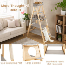 Load image into Gallery viewer, Foldable Cat Climbing Furniture with Ladder Design and Upholstered Top Perch