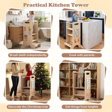 Load image into Gallery viewer, Toddler Step Stool Wooden Kids Standing Tower with Safety Rails