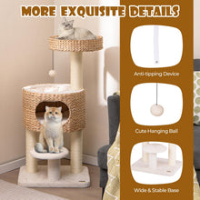 Load image into Gallery viewer, Cat Tree, Modern Cat Tower with Top Perch, Hand-Made Wicker Cat Condo, Sisal Scratching Posts