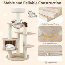 Load image into Gallery viewer, 132cm Tall Wooden Cat Tree Solid Plywood Kitten Tower with Space Capsule