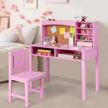 Load image into Gallery viewer, Wooden Kids Desk and Chair Set with Hutch for Studying and Reading