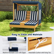 Load image into Gallery viewer, Kids Double Sun Lounger, 2-Seater Garden Lounge Chair with Canopy