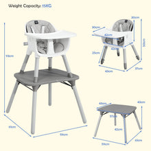 Load image into Gallery viewer, Convertible Baby Dining High Chair with Adjustable and Removable Tray & 5-Point Seat Belt