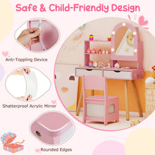 Load image into Gallery viewer, Kids Vanity Set Pretend Play Dressing Table Set with 3-Color Lighting Modes