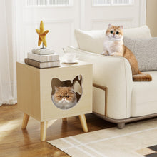 Load image into Gallery viewer, Cat Litter Box Enclosure with Rubber Wood Legs and Detachable Top
