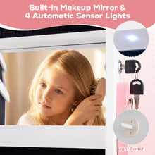 Load image into Gallery viewer, Kids Jewelry Cabinet with Sensor Lights and Full-Length Mirror