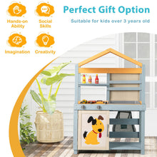 Load image into Gallery viewer, Kids Mud Kitchen, Double-Sided Pretend Play Kitchen Grocery Store with Removable Sink