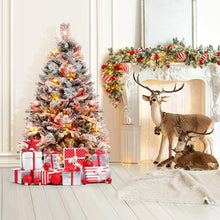 Load image into Gallery viewer, 4.5FT Pre-lit Snow-flocked Artificial Christmas Tree