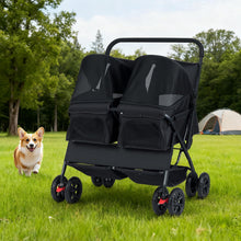 Load image into Gallery viewer, Double Pet Stroller, Foldable Dog Travel Pushchair Cat Buggy with 2 Carriers
