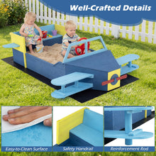 Load image into Gallery viewer, Wooden Kids Sandpit, Glider-Shape Sand Box with Bench Seat, Propeller, Rotatable Rudder, Side Wings