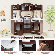 Load image into Gallery viewer, Kids Wooden Corner Kitchen Pretend Toy Kitchen Playset for 3+ Years Old