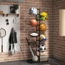 Load image into Gallery viewer, Sports Equipment Organizer Display Rack with Basket and 7-Tier Detachable Stand