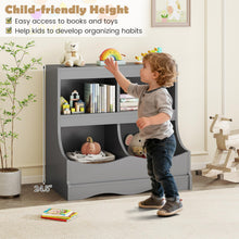 Load image into Gallery viewer, Kids Floor Cabinet Multi-Functional Bookcase -Gray