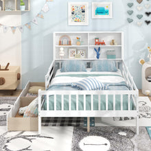 Load image into Gallery viewer, Wooden Kids Floor Bed with Guardrails