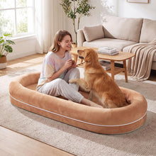 Load image into Gallery viewer, Human Dog Bed with Plush Blanket, Washable Cover