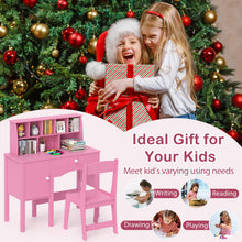 Load image into Gallery viewer, Kids Study Desk and Chair Set with Hutch and Storage Cabinet