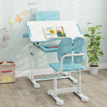 Load image into Gallery viewer, Height-Adjustable Kid's Study Desk and Chair Set with Tilt Desktop and Footrest Bar