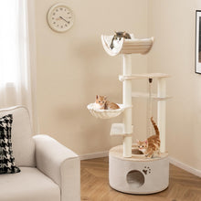 Load image into Gallery viewer, 141cm Tall Wooden Cat Tree for Indoor Cats Solid Plywood Multi-Level Kitten Tower