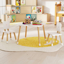 Load image into Gallery viewer, Children Activity Table with 2 Chairs and Pine Wood Legs, Flower Backrest