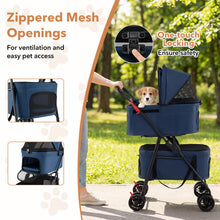 Load image into Gallery viewer, Double Pet Stroller, 4 Wheels Foldable Dog Pushchair Cat Buggy with 2 Detachable Carriers