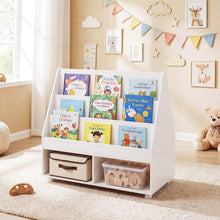 Load image into Gallery viewer, Kids Bookshelf, Double-Sided Children Bookcase with Wheels