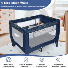 Load image into Gallery viewer, 2-in-1 Foldable Baby Playpen with Lockable Wheels and Mattress