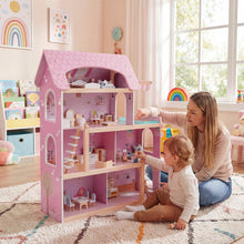 Load image into Gallery viewer, Wooden Dollhouse with 33 PCS Furniture Accessories for Girls and Boys
