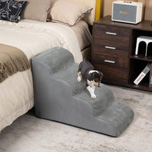 Load image into Gallery viewer, 4-Tier Foam Dog Ramp with Washable Zippered Cover and Silicone Paw Prints