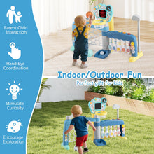 Load image into Gallery viewer, 5 in 1 Toddler Sports Toy Kids Activity Center with Adjustable Basketball Hoop