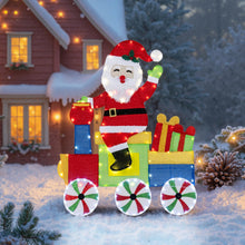 Load image into Gallery viewer, 4FT Lighted Santa Claus on Train, 2D Pre-Lit Indoor Outdoor Christmas Decoration
