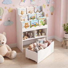 Load image into Gallery viewer, 5-Tier Kids Bookshelf, Wooden Children Bookcase