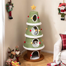 Load image into Gallery viewer, Christmas Tree Shape Cats Tower with Condos