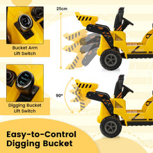 Load image into Gallery viewer, Kids Ride on Excavator, 12V Battery Powered Toy Car with Adjustable Bucket