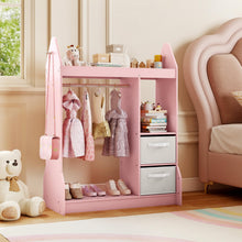 Load image into Gallery viewer, Kids Dress up Storage, Children Wardrobe with Mirror
