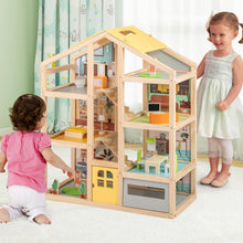 Load image into Gallery viewer, Kids Wooden Dollhouse with 7 Rooms and 18 Pcs Furniture Accessories