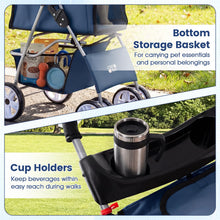 Load image into Gallery viewer, Pet Stroller, 4 Wheels Foldable Dog Pushchair Cat Pram with Adjustable Canopy