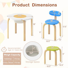 Load image into Gallery viewer, Flower-shaped Children Table Set Wooden Play and Activity Table with 2 Colorful Chairs and Stools-Multicolor