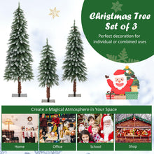Load image into Gallery viewer, Artificial Xmas Tree Set of 3 with PVC Branch Tips and Warm White LED Lights
