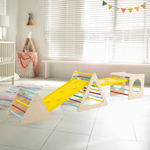 Load image into Gallery viewer, 5 in 1 Kids Climbing Set, Wooden Toddler Climber with 2 Ramps, 2 Triangle Ladders & 1 Cube