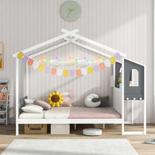 Load image into Gallery viewer, Toddler House Floor Bed with Study Desk