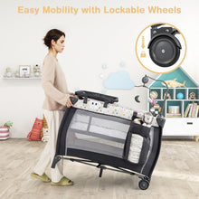 Load image into Gallery viewer, 3 in 1 Portable Travel Cot, Folding Baby Bassinet and Activity Playpen with Changing Table