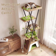 Load image into Gallery viewer, Multi-level Cat Tree, 185CM Wooden Cat Tower with Elevated Perch