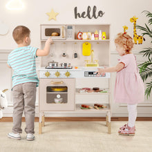 Load image into Gallery viewer, Wooden Kids Kitchen, Height Adjustable Toy Kitchen with Stoves, Microwave, Oven, Storage Shelves