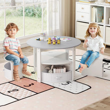 Load image into Gallery viewer, Kids Table with 4 Chairs, Wooden Children Activity Desk with 4 Storage Stools